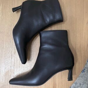 Classic Black Leather Pointed-Toe Ankle Boots
